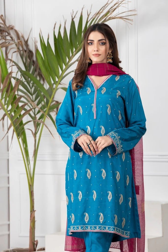 Ready To Wear Lakhani 3 Piece Embroidered Raw Silk Suit  LSM-2139