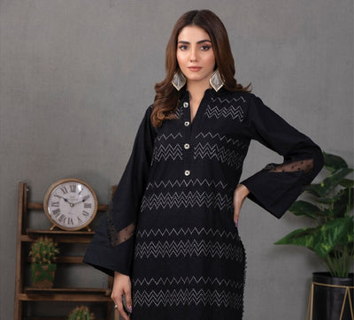 Lakhany Elegant Black Lawn Stitched 1 Piece Shirt LSM-2199
