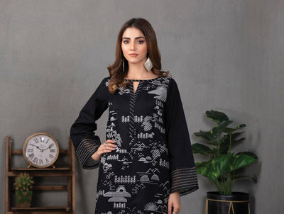 Lakhany Elegant Black Lawn Stitched 1 Piece Shirt LSM-2204