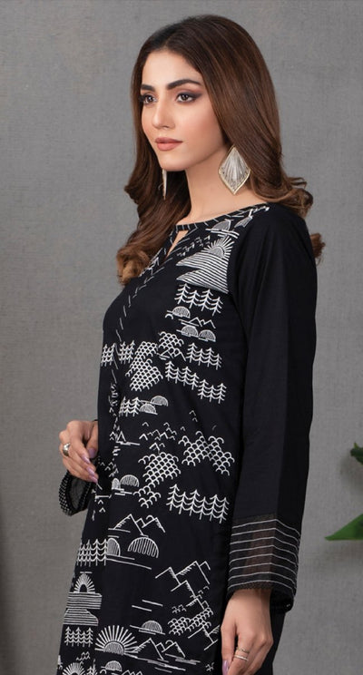 Lakhany Elegant Black Lawn Stitched 1 Piece Shirt LSM-2204
