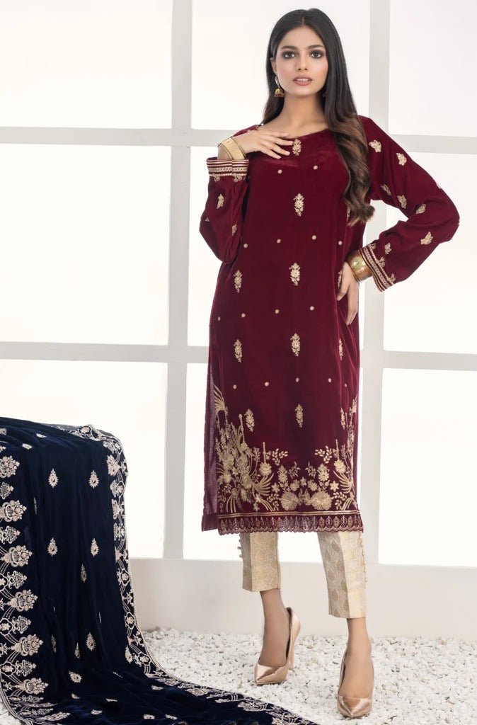 Ready To Wear Lakhany 1 Piece Embroidered Velvet Shirt LSM-2430