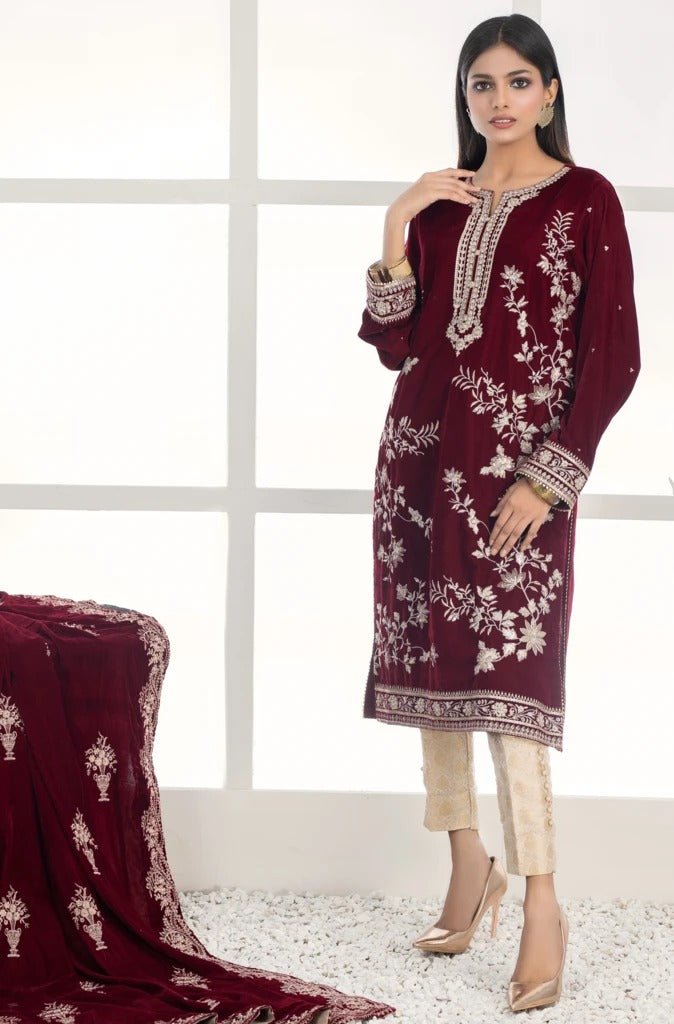 Ready To Wear Lakhany 1 Piece Embroidered Velvet Shirt  LSM-2437