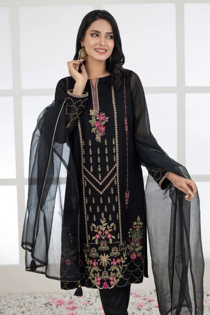 Ready To Wear Lakhany 03 Piece Embroidered Khaadi Net Suit LSM-2454