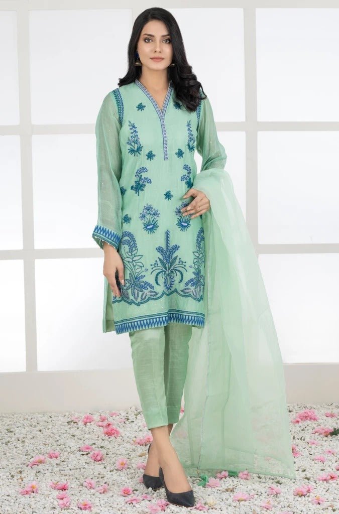 Ready To Wear Lakhany 03 Piece Embroidered Khaadi Net Suit LSM-2458