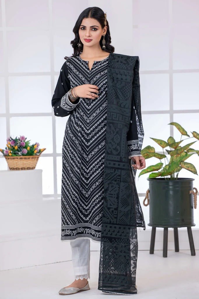 Lakhany 2 Piece Stitched Chikankari Embroidered Cambric Shirt and Organza Jacquard - LSM-2739