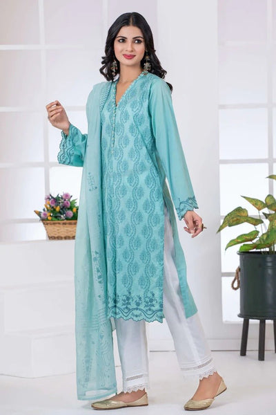Lakhany 2 Piece Stitched Chikankari Embroidered Cambric Shirt and Organza Jacquard - LSM-2740