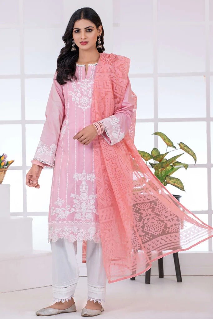 Lakhany 2 Piece Stitched Chikankari Embroidered Cambric Shirt and Organza Jacquard - LSM-2741