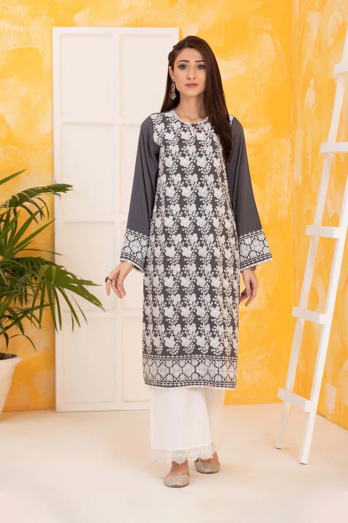 Lakhany 1 Piece Stitched Chikankari Embroidered Cambric Shirt - LSM-2746