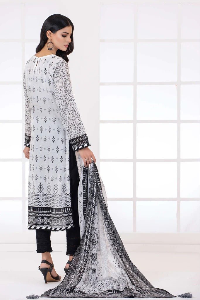 Lakhany 3 Piece Stitched Monochrome Printed Lawn Suit - LSM-2780