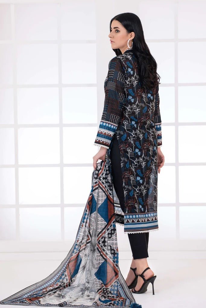 Lakhany 3 Piece Stitched Monochrome Printed Lawn Suit - LSM-2781