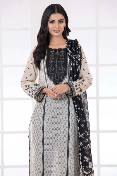 Lakhany 3 Piece Stitched Monochrome Printed Lawn Suit - LSM-2782