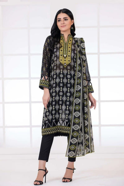 Lakhany 3 Piece Stitched Monochrome Printed Lawn Suit - LSM-2785