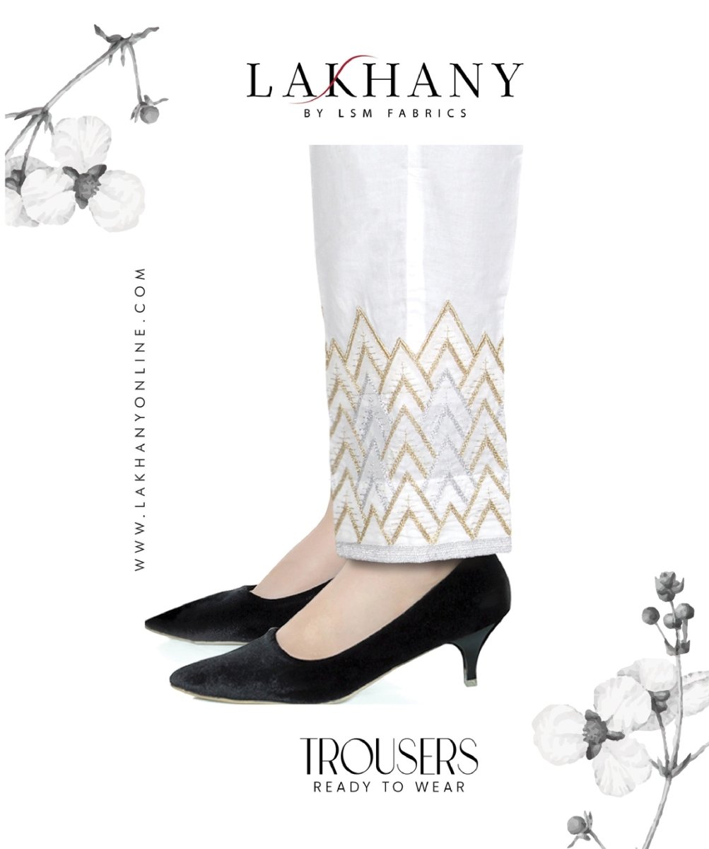Lakhany 01 Piece Embroidered Stitched Trousers LSM-T-1603-White