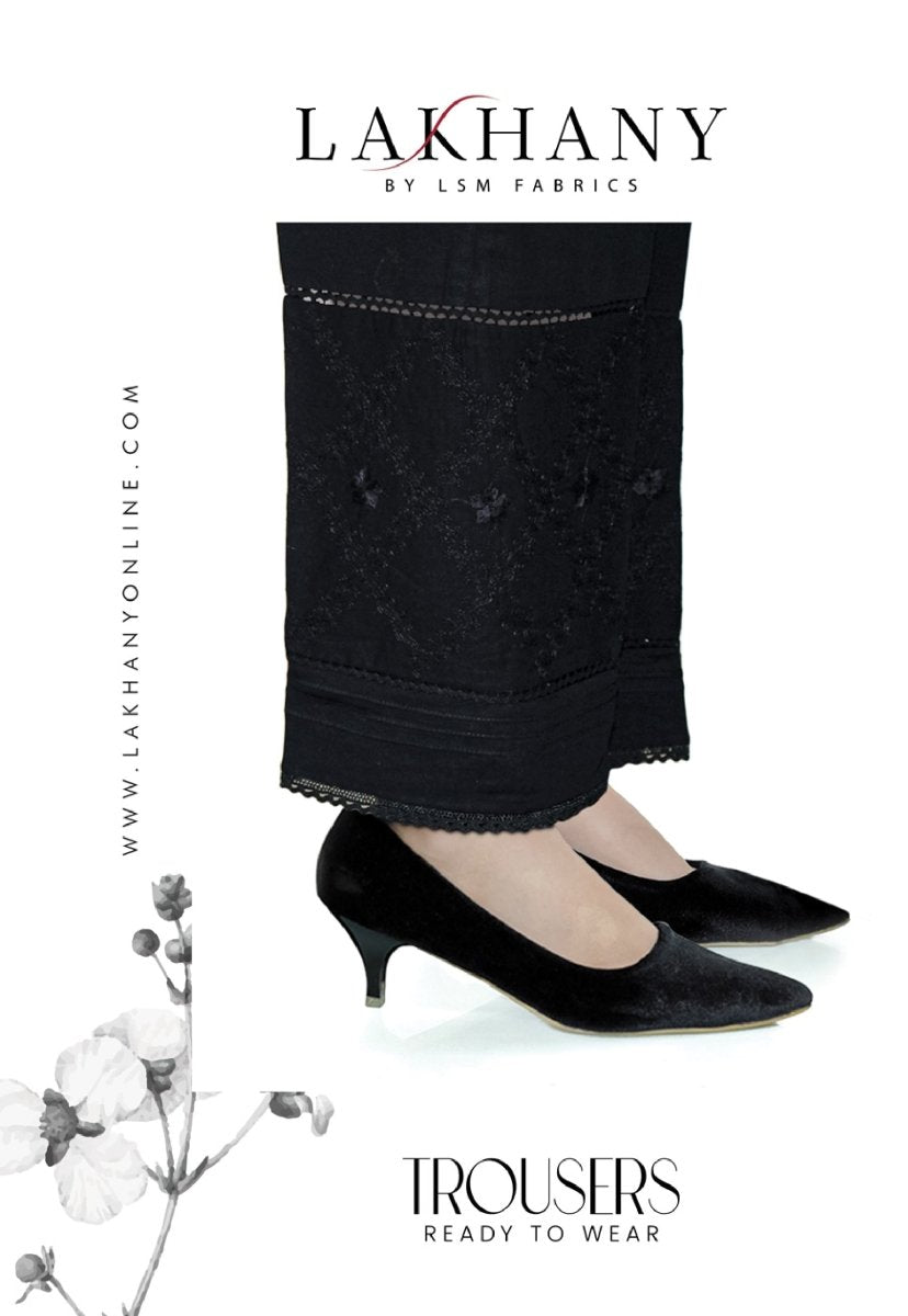 Lakhany 01 Piece Embroidered Stitched Trousers LSM-T-1819-Black