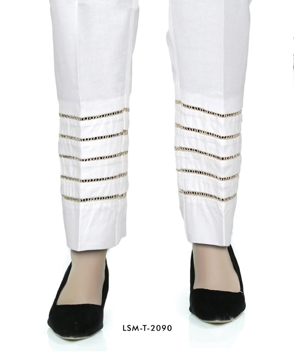 Lakhany 01 Piece Embroidered Stitched Trousers LSM-T-2090-White