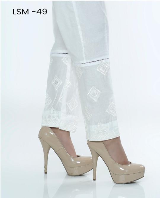Lakhani Embroidered, Printed Ladies Stitched 1 Piece Single Trouser LSM-T-49-White