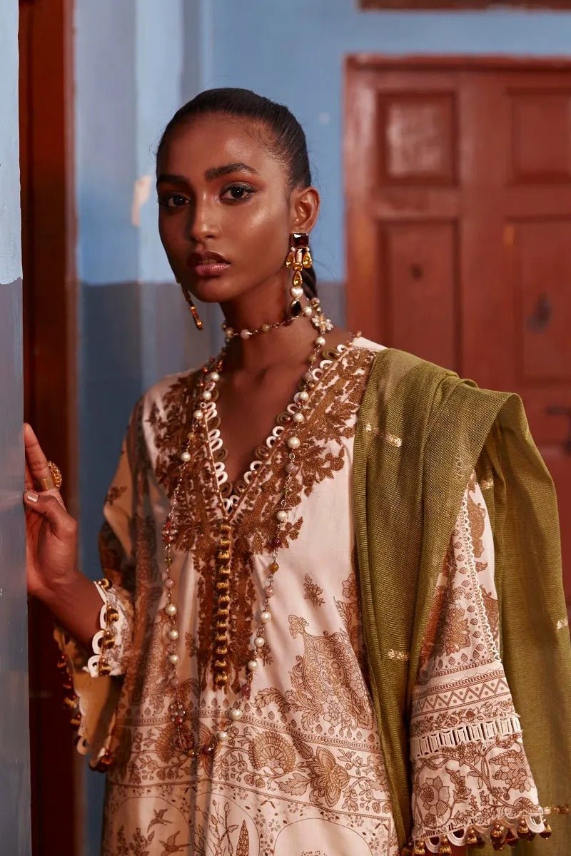 SANA SAFINAZ 3 Piece Unstitched Embroidered Printed Suit - M223-004A-CU