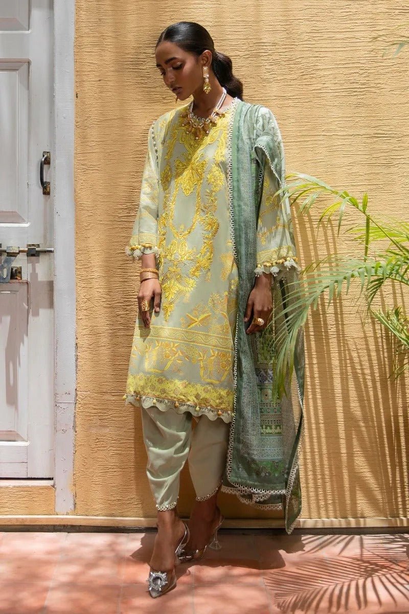 SANA SAFINAZ 3 Piece Unstitched Embroidered Printed Suit - M223-009A-CG