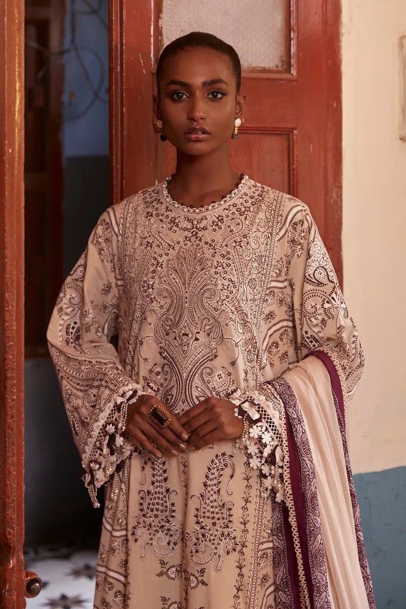 SANA SAFINAZ 3 Piece Unstitched Embroidered Printed Suit - M223-013B-CI
