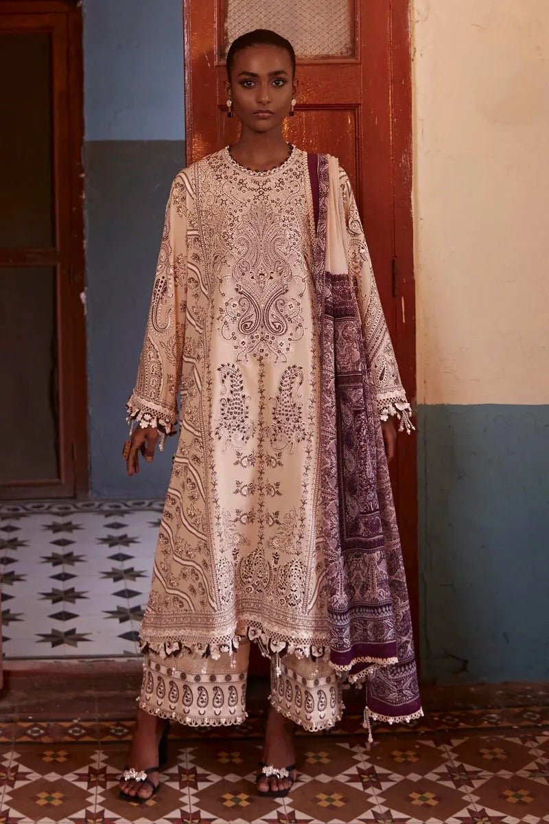 SANA SAFINAZ 3 Piece Unstitched Embroidered Printed Suit - M223-013B-CI