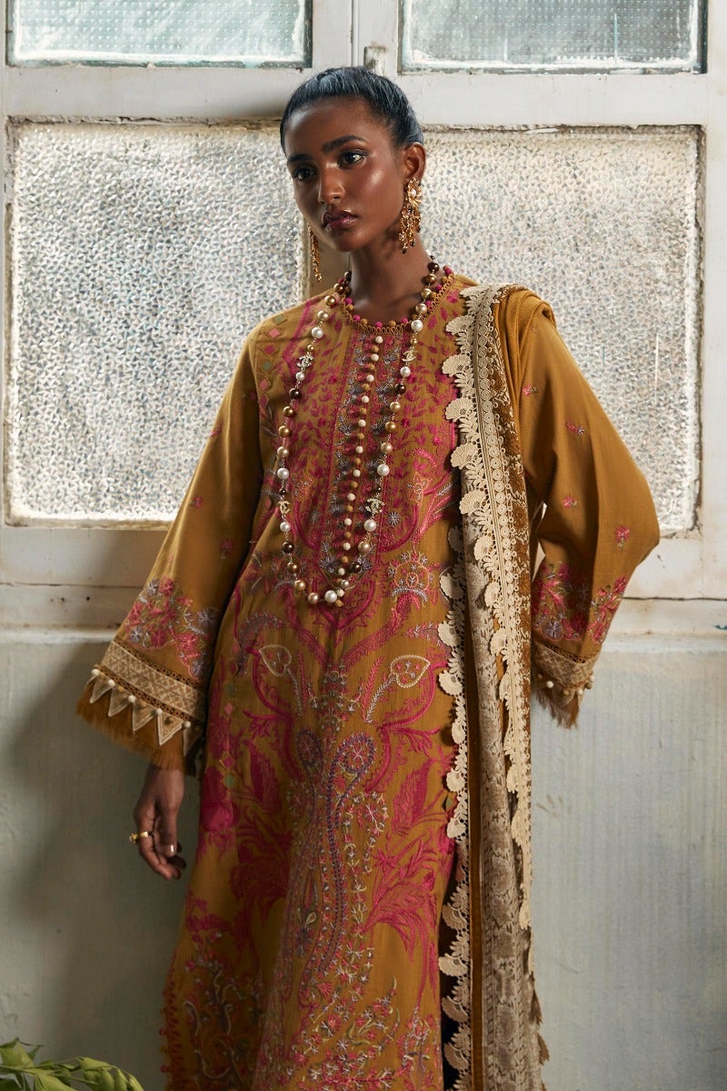 SANA SAFINAZ 3 Piece Unstitched Gold & Paste Printed Suit - M224-002A-CP