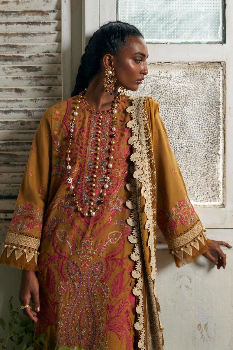SANA SAFINAZ 3 Piece Unstitched Gold & Paste Printed Suit - M224-002A-CP