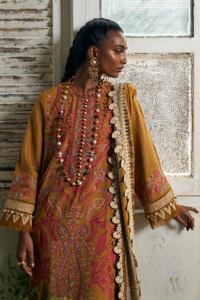 SANA SAFINAZ 3 Piece Unstitched Gold & Paste Printed Suit - M224-002A-CP
