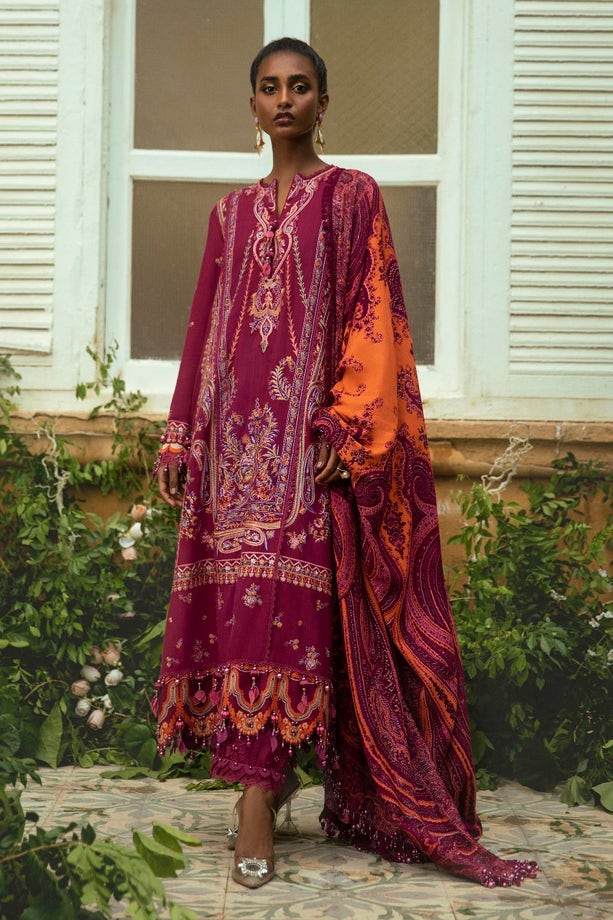 SANA SAFINAZ 3 Piece Unstitched Gold & Paste Printed Suit - M224-004B-CP