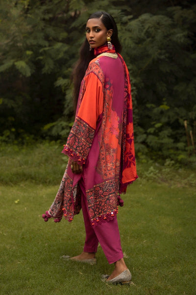SANA SAFINAZ 3 Piece Unstitched Gold & Paste Printed Suit - M224-008A-CO