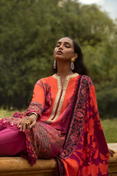 SANA SAFINAZ 3 Piece Unstitched Gold & Paste Printed Suit - M224-008A-CO