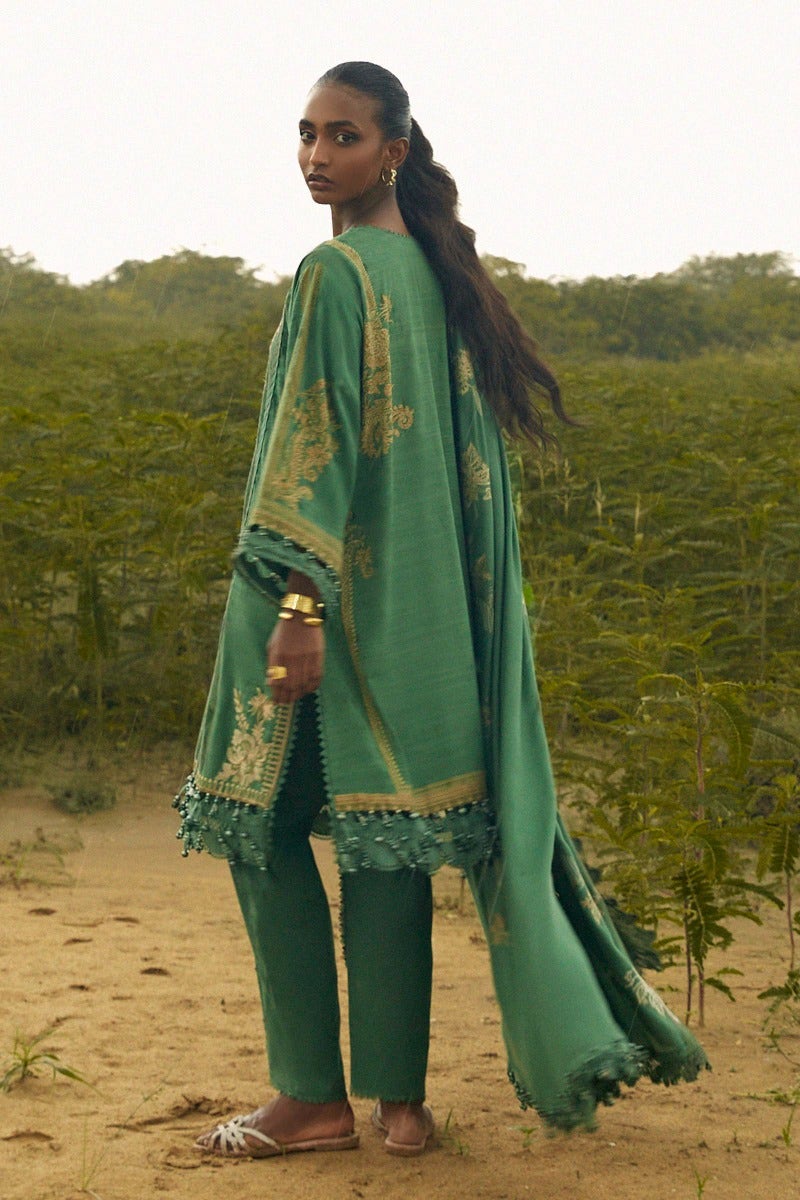 SANA SAFINAZ 3 Piece Unstitched Gold & Paste Printed Suit - M224-015B-CP
