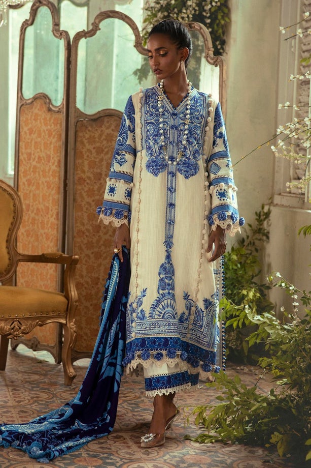SANA SAFINAZ 3 Piece Unstitched Gold & Paste Printed Suit - M224-018A-CP