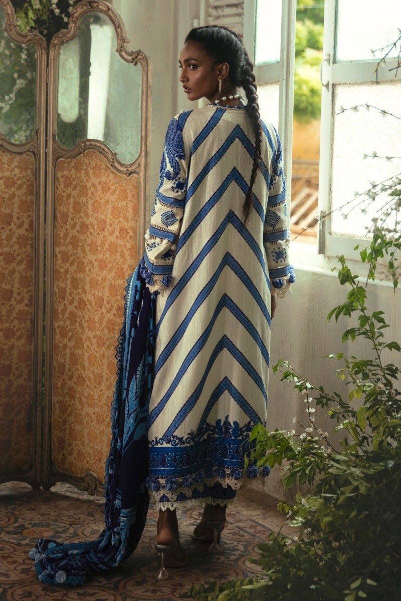 SANA SAFINAZ 3 Piece Unstitched Gold & Paste Printed Suit - M224-018A-CP