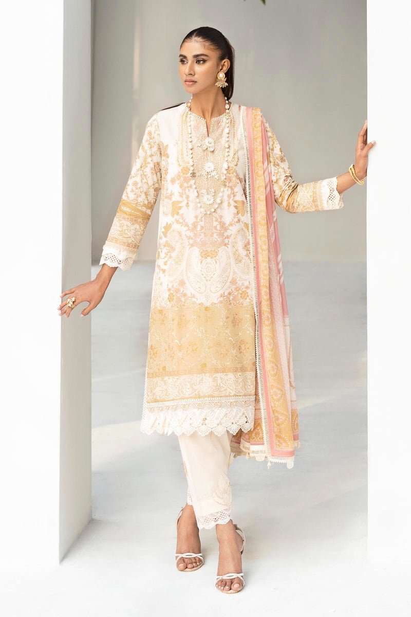 SANA SAFINAZ 3 Piece Unstitched Printed Embroidered Lawn Suit - M231-007B-CI