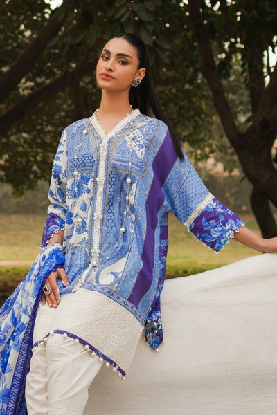 SANA SAFINAZ 3 Piece Unstitched Printed Embroidered Lawn Suit - M231-011B-CI