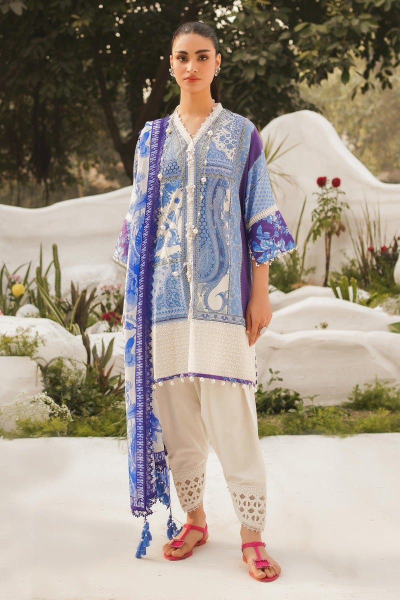 SANA SAFINAZ 3 Piece Unstitched Printed Embroidered Lawn Suit - M231-011B-CI