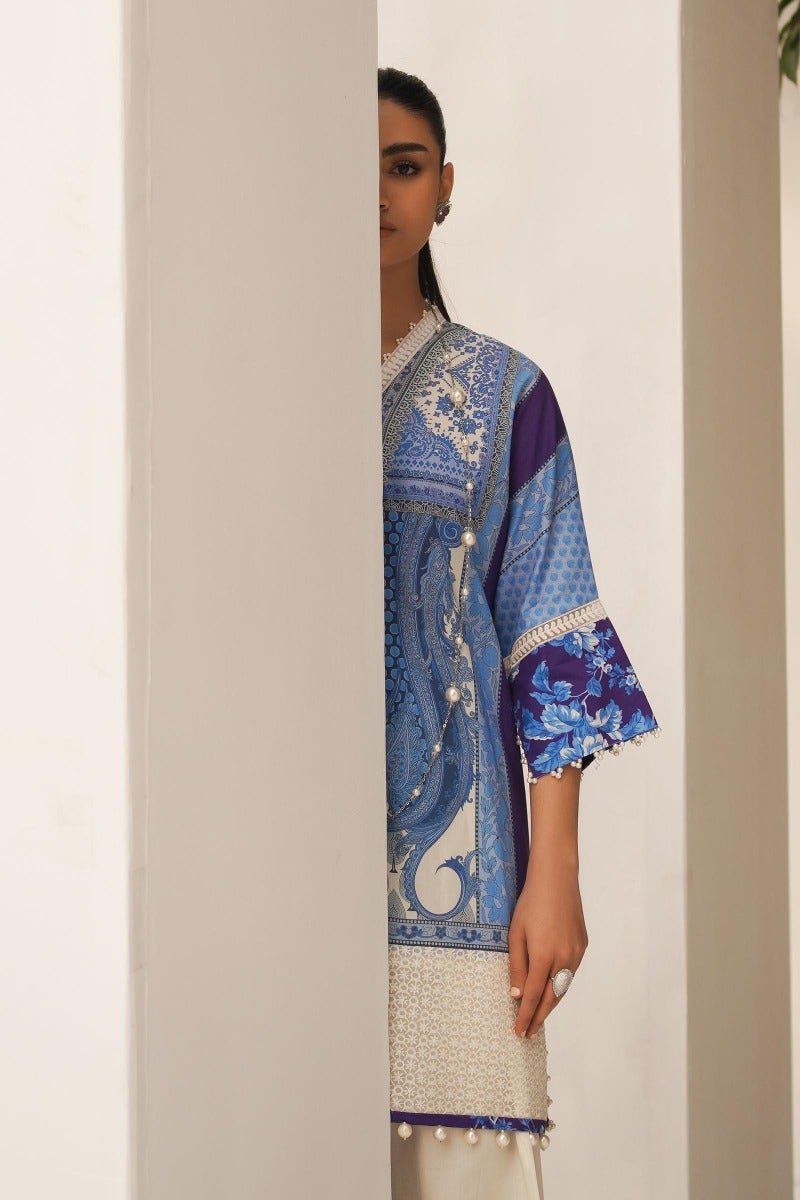 SANA SAFINAZ 3 Piece Unstitched Printed Embroidered Lawn Suit - M231-011B-CI