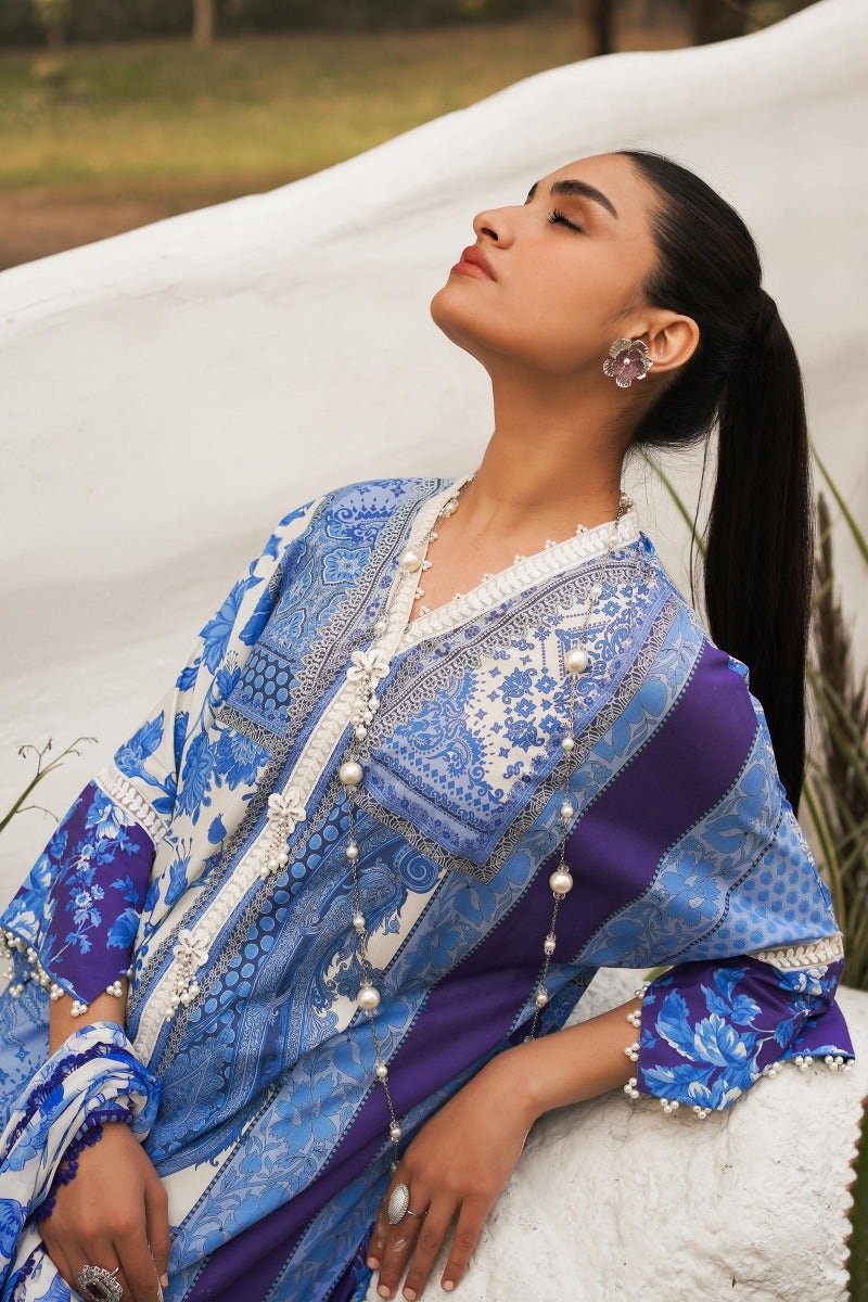SANA SAFINAZ 3 Piece Unstitched Printed Embroidered Lawn Suit - M231-011B-CI
