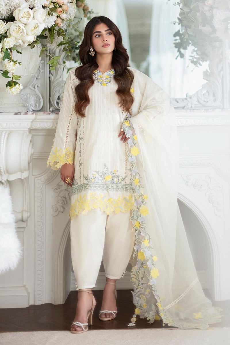SANA SAFINAZ 3 Piece Unstitched Printed Embroidered Lawn Suit - M231-013A-CZ