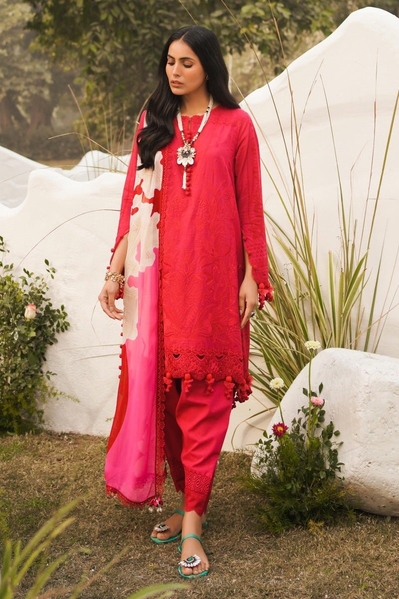 SANA SAFINAZ 3 Piece Unstitched Printed Embroidered Lawn Suit - M231-014B-CJ