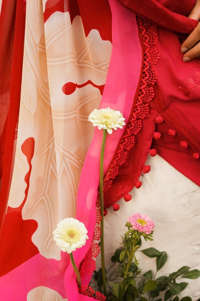 SANA SAFINAZ 3 Piece Unstitched Printed Embroidered Lawn Suit - M231-014B-CJ