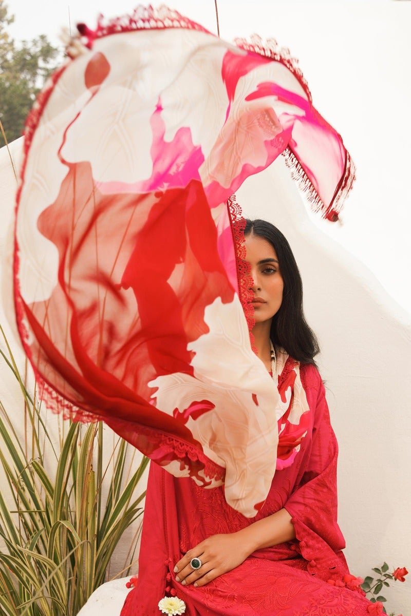 SANA SAFINAZ 3 Piece Unstitched Printed Embroidered Lawn Suit - M231-014B-CJ