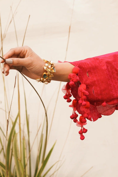 SANA SAFINAZ 3 Piece Unstitched Printed Embroidered Lawn Suit - M231-014B-CJ