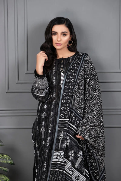 Lakhani Mono Chrome 3 Piece Unstitched Printed Lawn Suit MCC-7017