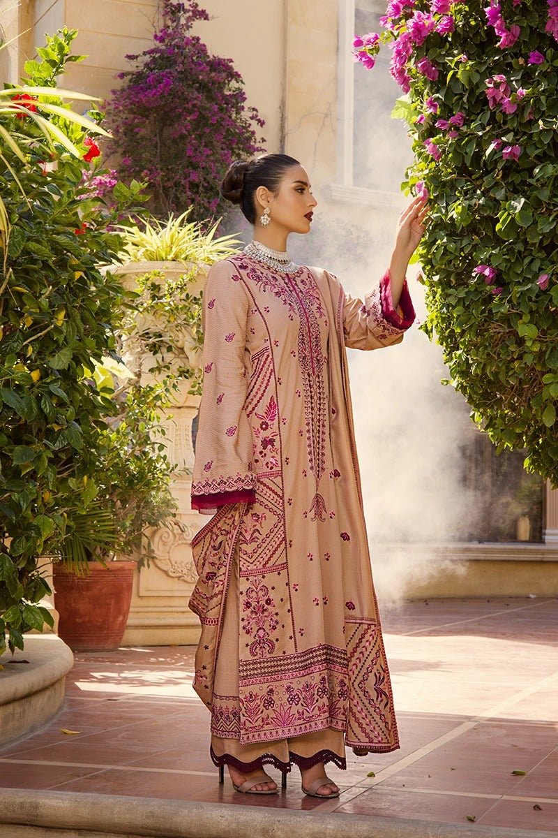 Rang Rasiya 3 Piece Stitched Embroidered Dobby Linen Suit D-13 MEHSAN