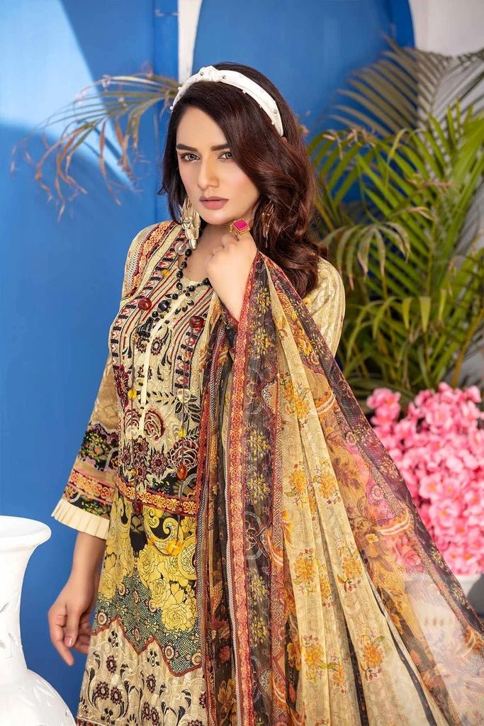 Munira Designer 3 Piece Stitched Digital Print Swiss Lawn Suit - MSL-04