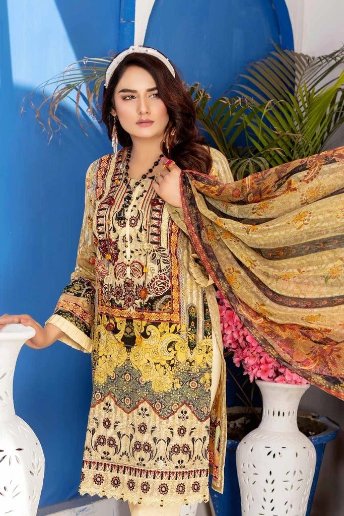 Munira Designer 3 Piece Stitched Digital Print Swiss Lawn Suit - MSL-04