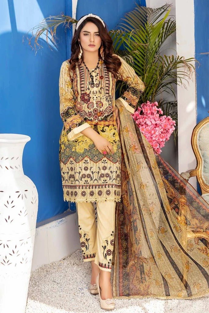 Munira Designer 3 Piece Stitched Digital Print Swiss Lawn Suit - MSL-04