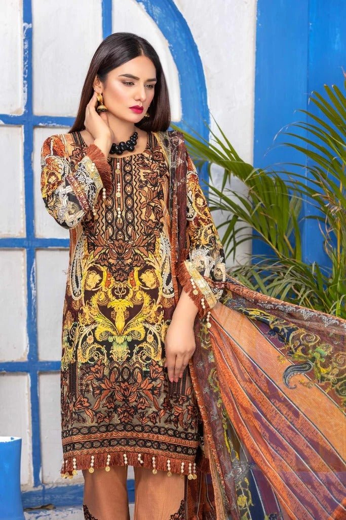 Munira Designer 3 Piece Stitched Digital Print Swiss Lawn Suit - MSL-06
