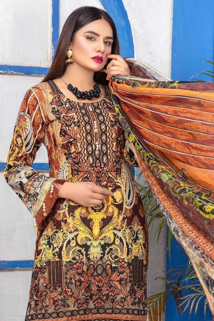 Munira Designer 3 Piece Stitched Digital Print Swiss Lawn Suit - MSL-06